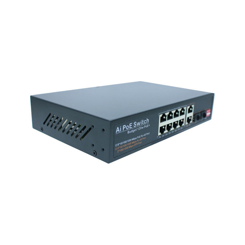 Unmanaged POE Industrial Switch With 8 PoE Port 2 Network Port