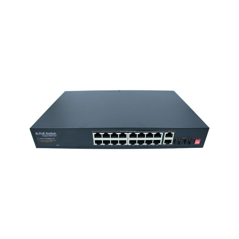Intelligent Industrial Unmanaged POE Switch 16 Port 2 Gigabit Electrical / Optical Port