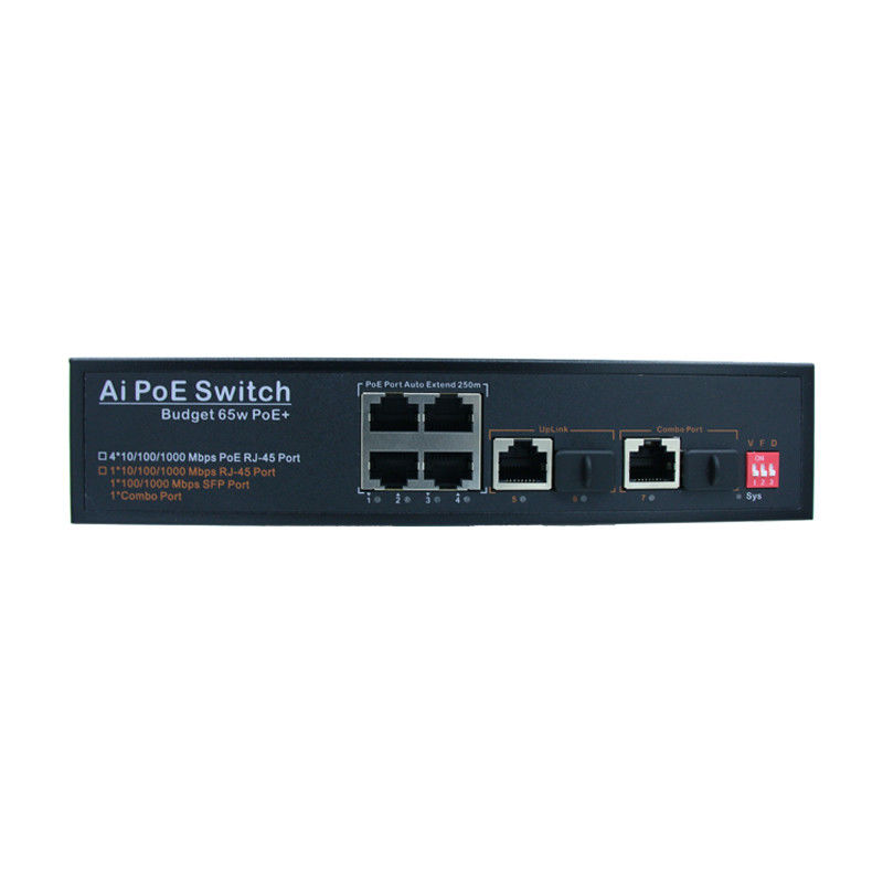 IEEE802.3x Industrial Unmanaged POE Switch Fiber Optic POE Switch 7 Gigabit Ports